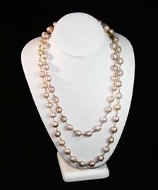 14K GOLD JIMMY QUIROGA BAROQUE PEARL NECKLACE