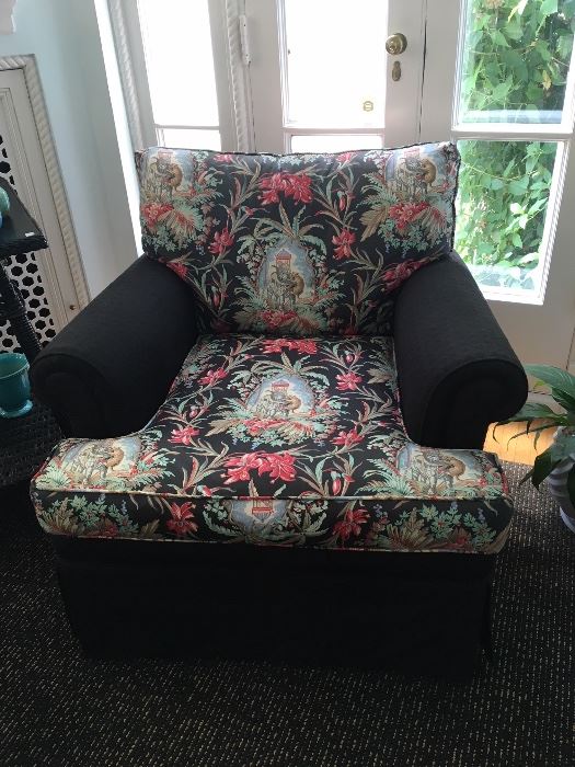 Black  Pattern armchairs pair
