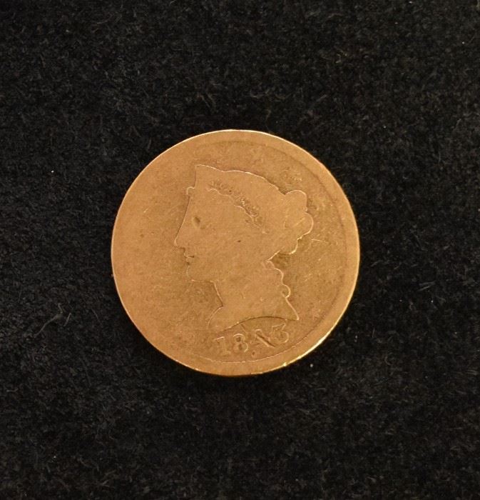 1843-D $5 Gold coin