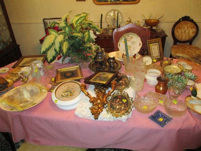 Antique and vintage pictures, glassware, pottery