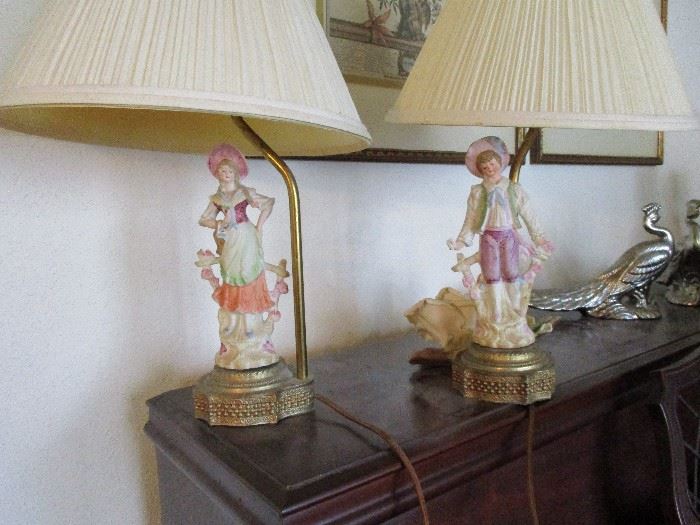 Antique Meissen style lamps