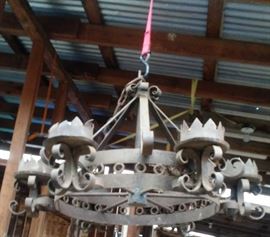 VINTAGE SPANISH GOTHIC REVIVAL IRON CHANDELIER