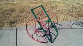 ANTIQUE IRON FIRE EXTINGUISHER TROLLEY