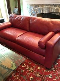 Pennsylvania House Red/Burgandy Leather Sofa.   SOLD