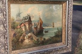 early color lithograph w/ original glass in frame