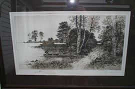 Charles Volkmer - pencil signed block print