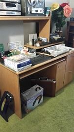 Lots of office supplies.  Nice computer desk/work station.