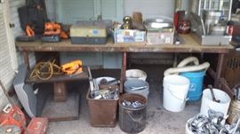 MISC. TOOLS & BUCKETS OF PIPE FIITTINGS