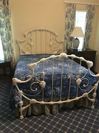 Antique Full Size Cast Iron Bed - solid iron with original rails.  