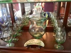 Vintage Green glass, bone dish