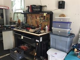 Craftsman work bench, tools, tubs