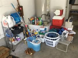 Cleaning supplies, coolers