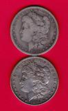 Lot of 2 Morgan silver dollars, 1882-O and 1885