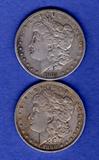 Lot of 2 Morgan silver dollars, 1880 and 1883