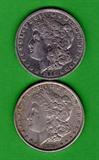 Lot of 2 Morgan silver dollars, 1884-O and 1884