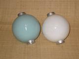 Pair of "new old stock" slag glass lightning rod balls