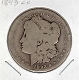 1893-CC Morgan silver dollar