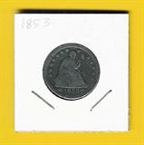 1853 Seated Liberty silver quarter