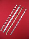 Lot of 4 sterling 7" bracelets, all marked .925, total weight 48.5 grams