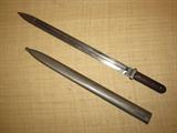 1889 English 20" Bayonet with Scabbard. Blade is marked "No. 5 Scabbard Inspection, #2, B.M. 1889