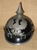 WW1 era German/Bavarian M1915 Pickelhaube Infantry Spiked helmet, Garde pattern eagle Wappen plate, replaced cockades & chin strap