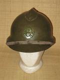 WW2 era French M-1926 Adrian helmet with original liner and chin strap