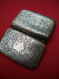 1898 English sterling cigarette case, hallmarks indicate it was made by Swan & Adams, Birmingham, England, 3" by 2" when closed, weighs 53 grams.