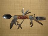 1950's Multi Use Camping Knife, antler handles