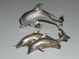 Lot of 2 Sterling Dolphin Pin Brooches, total weight of lot is 11 grams