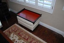 Ottoman upholstered by Andrea Sinini for Atelier Katayon.  Showroom condition.