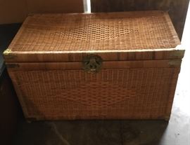 Wicker Trunk Coffee Table with Glass Inlay-SOLD