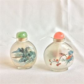 Chinese Reverse Painted Snuff Bottles 3" H. 