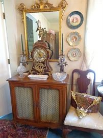 Antique c1850 French Martinet Vincent et Cie clock and base (on chair).