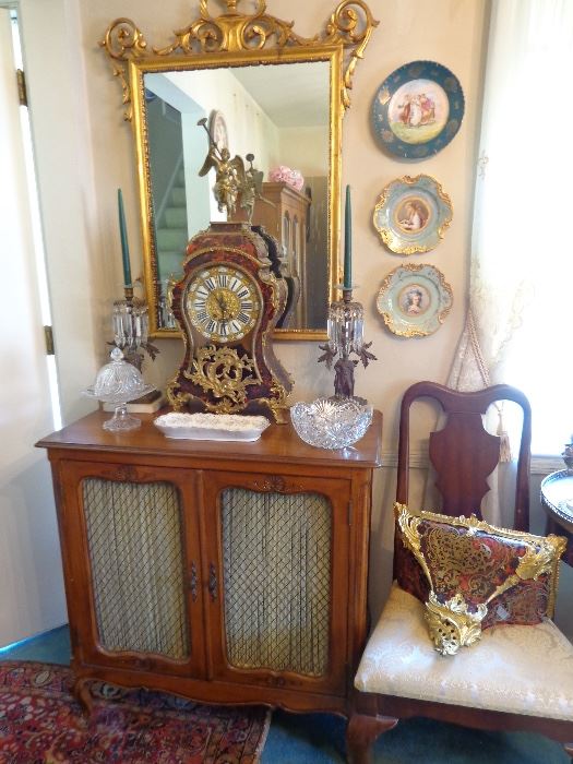 Antique c1850 French Martinet Vincent et Cie clock and base (on chair).