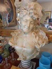 Moulin Rouge dancer marble bust. 