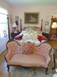 Victorian-era tufted settee. 