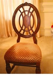 6 solid Dining Room Chairs, upholstered each 22x22x43.5 They match the table