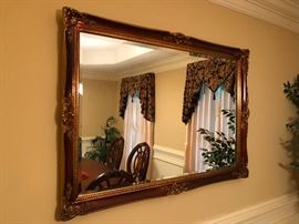 Beveled wall mirror, gold frame 47x33.5