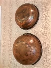 Very large antique copper bowls
