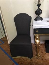 One of a pair/dark grey side chairs