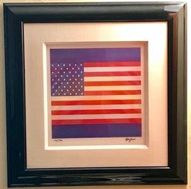 Signed and numbered Agamograph of "American Flag" by Agam