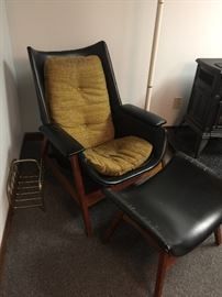 Scandinavian style chair and ottoman 