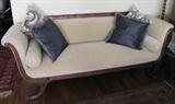 1. Duncan Phyfe Sofa - Light Beige Wool Velvet Upholstery