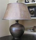 17. Early 1900's Copper Arts & Crafts Lamp with Original Mica Shade