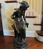 32. Bronze - Approx. 38" Tall "Euterpe," (Zeus' Muse) by Greguire