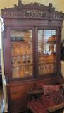 36. Rare, Gorgeous Eastlake Walnut Cabinet - "Marriage" with Walnut Chest