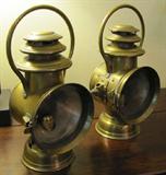 43. Pair of Antique Brass Dietz Orient Motor Lamps