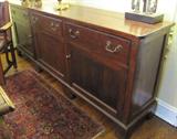 45. Antique English Oak Buffet with 3 Drawers and Two Doors; Approx. 90"L x 36"H x 18"W