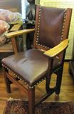 68. Antique Limbert Side Chair with Brown Leather