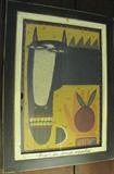 60. Chris Roberts-Antieu Original, "Horse and Apple." Framed Approx 22" x 16"